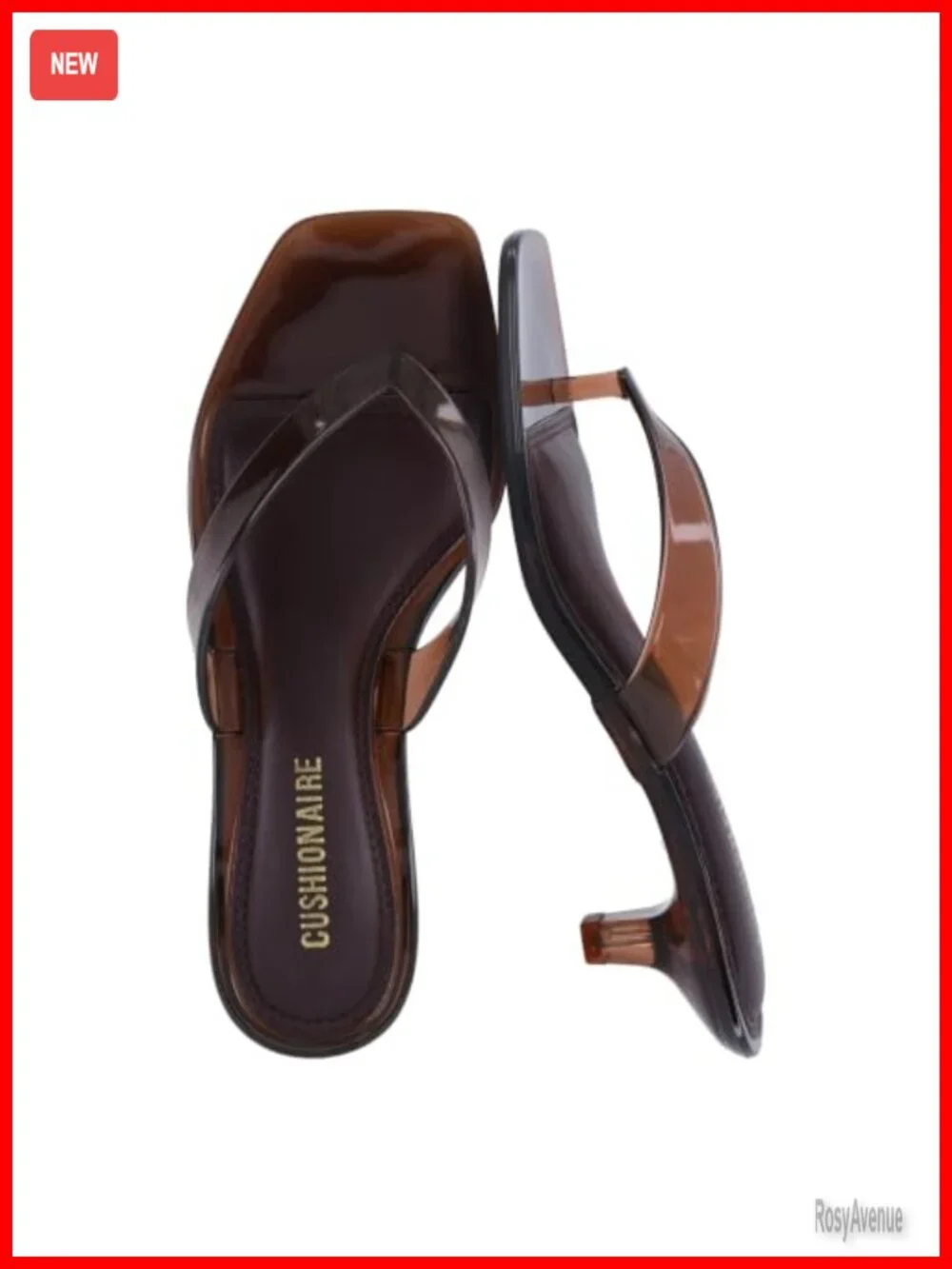 Glossy Jelly Thong Kitten Heels - Square Toe Sandals